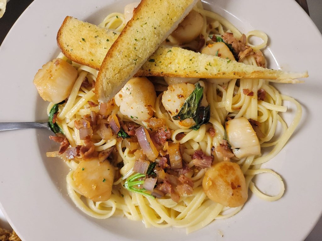 scallop carbonara pasta